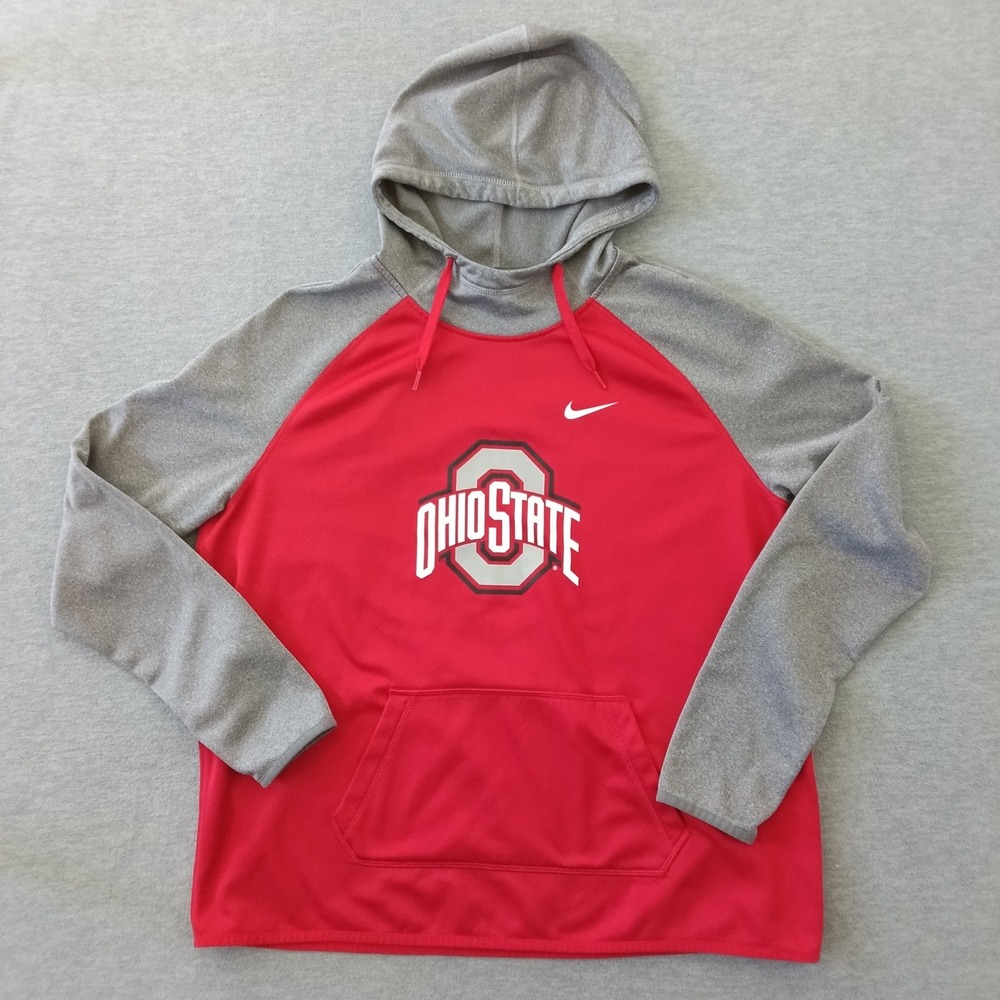 Nike Therma-FIT Ohio State Buckeyes Hoodie Red Grey XL